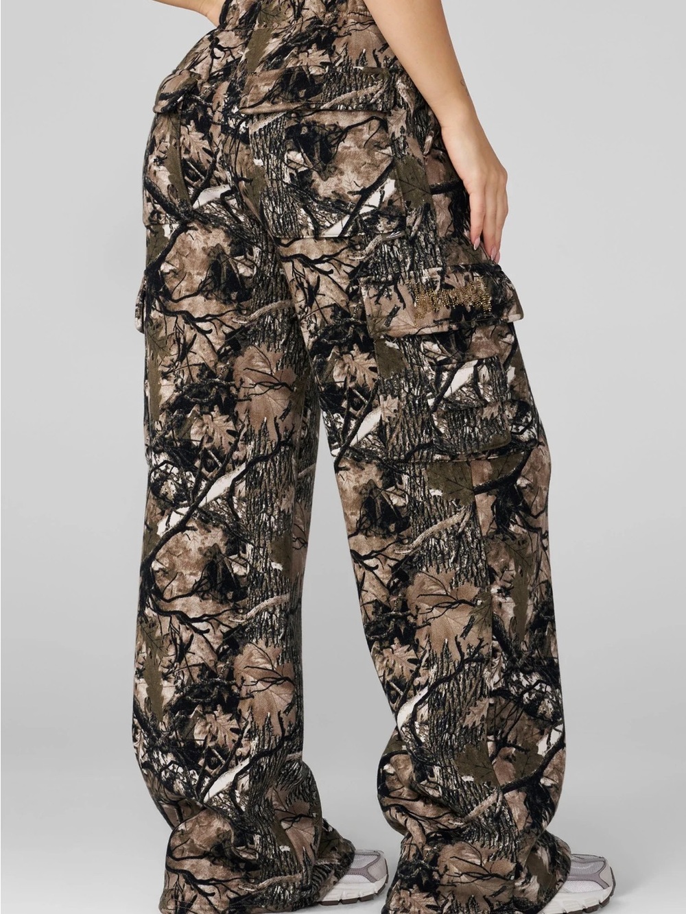 YoungLA green tree Camo Wide-Leg Cargo Pants